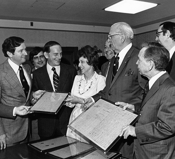 ceremony in the Rayburn House Office Building for the loan of the Louisiana Purchase to the Louisiana State Museum 1976