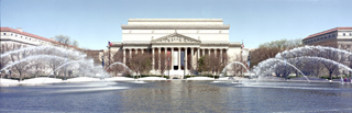 View of the National Archives Building in Washington, D.C. from the Sculpture Garden.