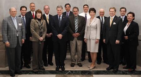 Group photograph of the ACERA committee members in a stairwell