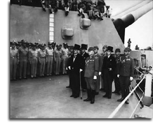 JJapanese surrender signatories arrive aboard the USS Missouri