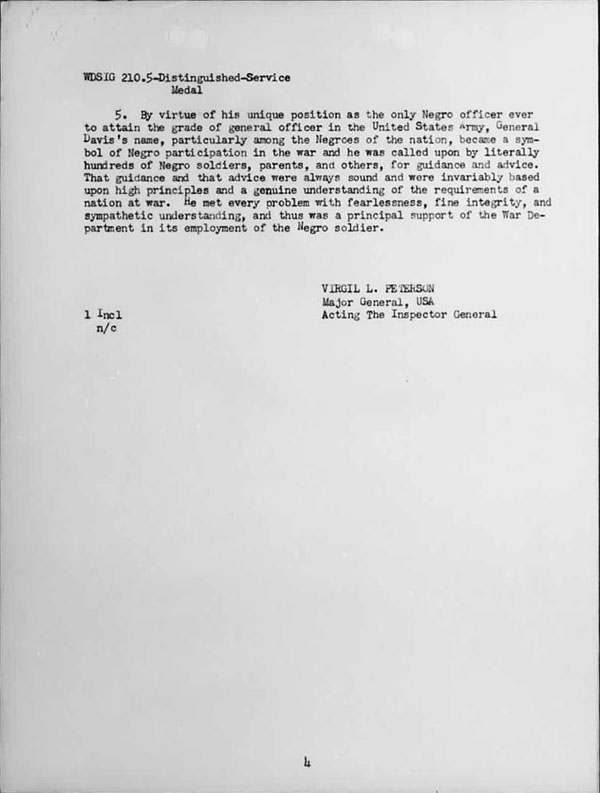 January 20, 1942 Memorandum awarding General Benjamin Davis the Distinguished Service Medal -- Page 2