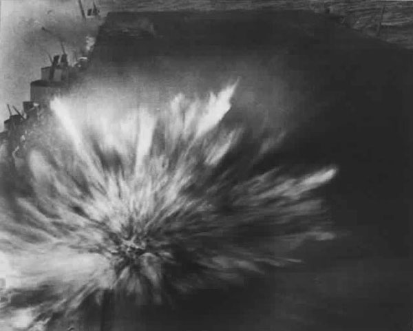 Photo taken by Robert Read of an explosion on the USS Enterprise