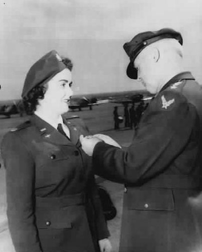 WASP Pilot Barbara Erickson the Air Medal for Meritorious Achievement as a Pilot