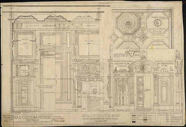 "Details of Collector's Room, New York Custom House, New York, NY"