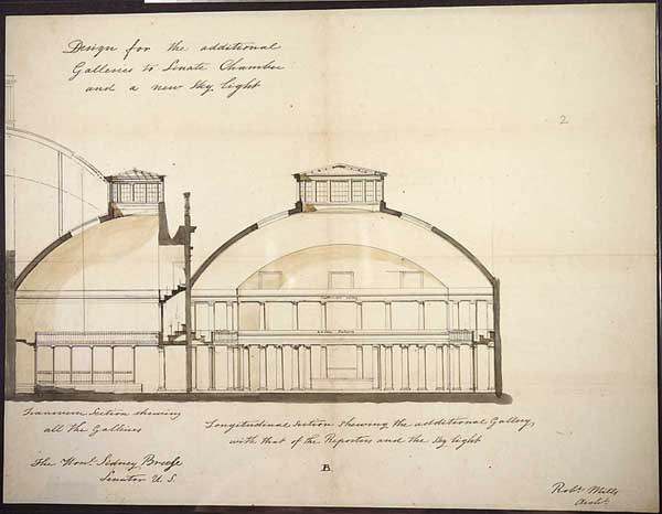 "Design for the additional Galleries to Senate Chamber and a new Sky Light"