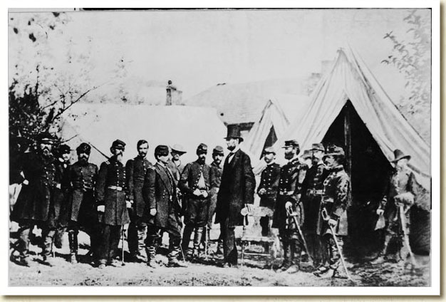 Photograph of President Abraham Lincoln and His Generals After Antietam, 1862