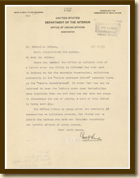 Letter from Indian Affairs Commissioner Charles Burke, April 7, 1926