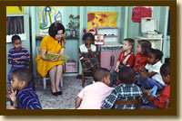 Photograph, Lady Bird Johnson Visiting a Project Head Start Classroom, March 19, 1966