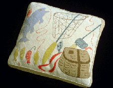 Pillow with Fishing Motif