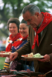 historical photo of Lyndon Johnson eating