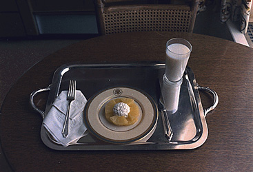 historical image of breakfast tray
