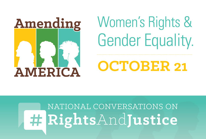 Logo for the National Conversations on #RightsAndJustice: Women's Rights and Gender Equality