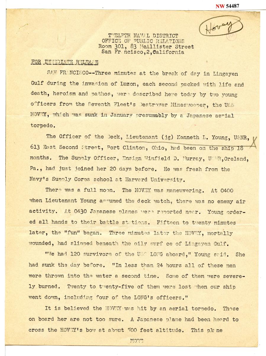 World War II Oral Histories, Interviews and Statements, ca. 4/1942 - ca. 12/1946