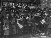 Crowd, Children with Flags along Parade Route