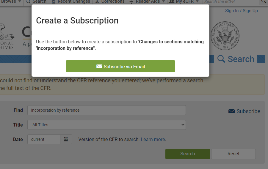 location of subscribe link and options window