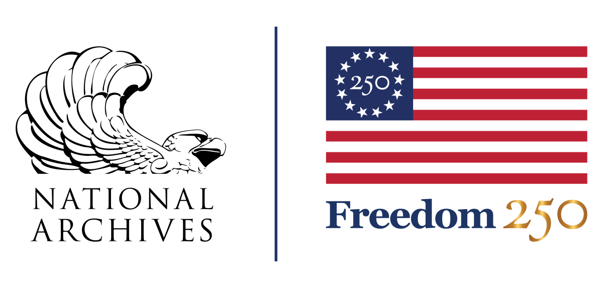 Logos of the National Archives and Freedom 250