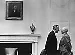 President Lyndon Johnson with Senator Richard Russell at the White House