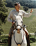 President Ronald Reagan riding his horse