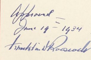 FDR signature on National Archives Act of 1934