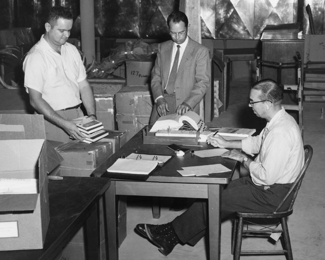 Eisenhower Library staff process materials at the library in July 1961