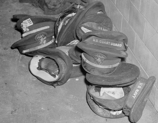 Hats of servicemen left after the Cocoanut Grove fire