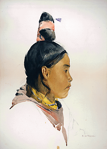 Watercolor sketch: 'Eskimo Girl'