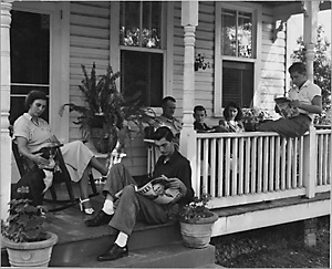 Family on front porch