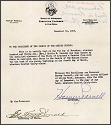 Hattie Caraway, first woman elected to the U.S. Senate, election letter from Governor of Arkansas.