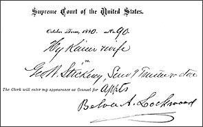 Lockwood's signature on document from case of Kaiser v. Stickney