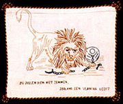 embroidered flour sack
