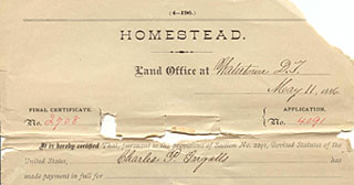 Charles Ingalls's homestead application