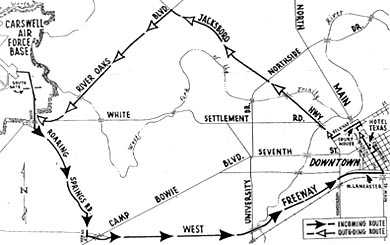 Map of Presidential motorcade