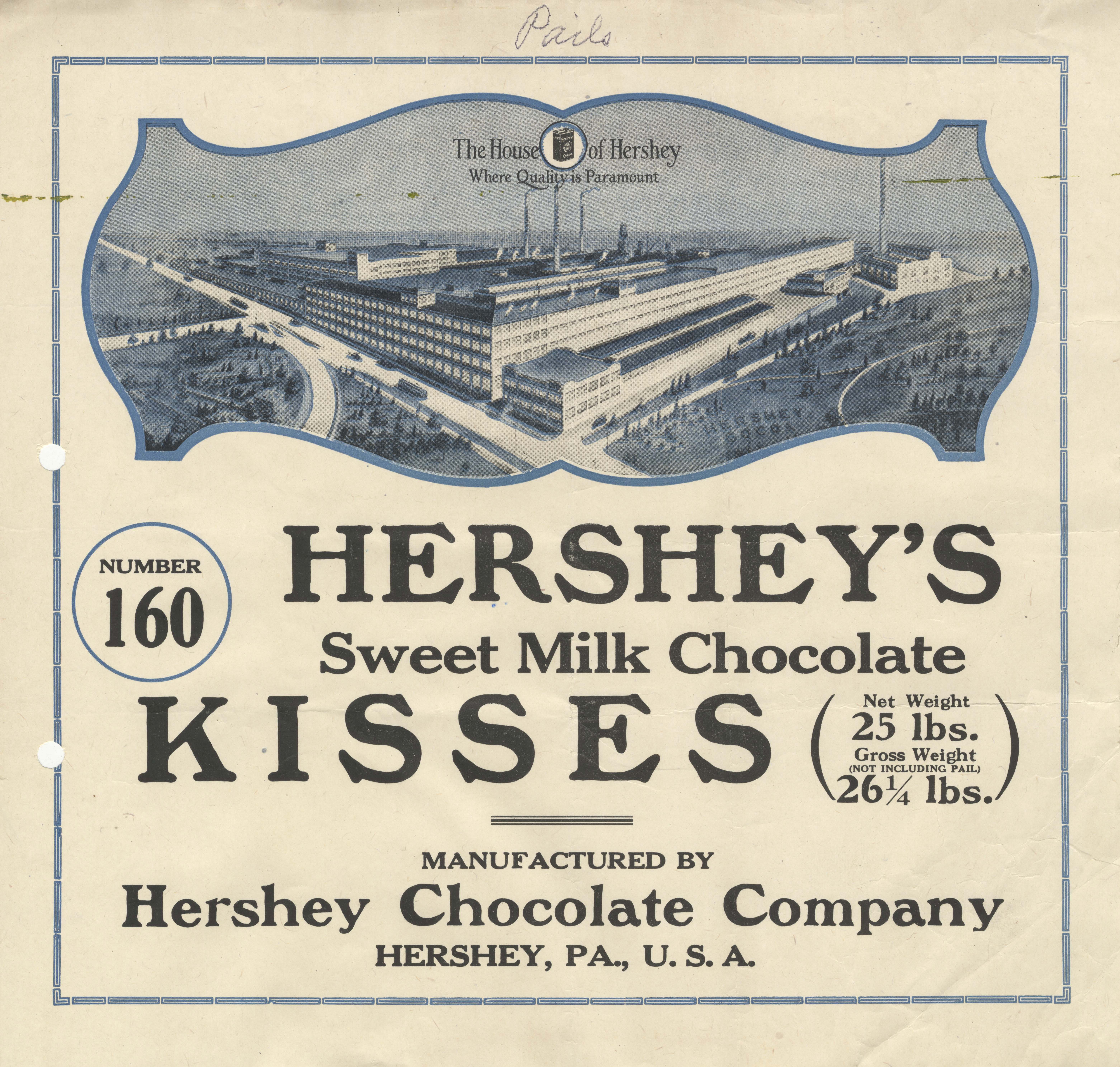 Label for Hershey's Sweet Milk Chocolate Kisses