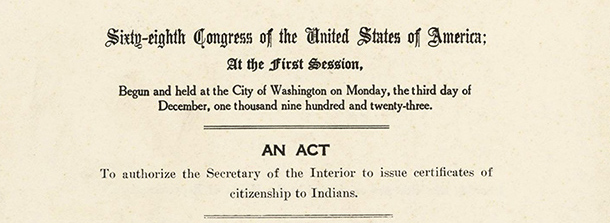 Top portion of the American Indian Citizenship Act of 1924