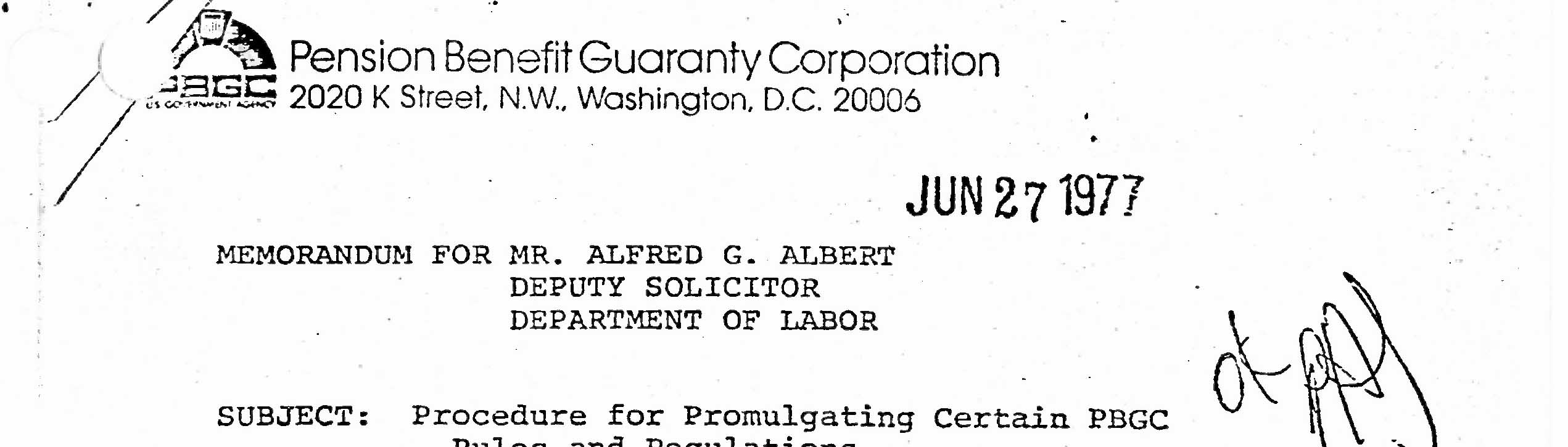 Records of the Pension Benefit Guaranty Corporation