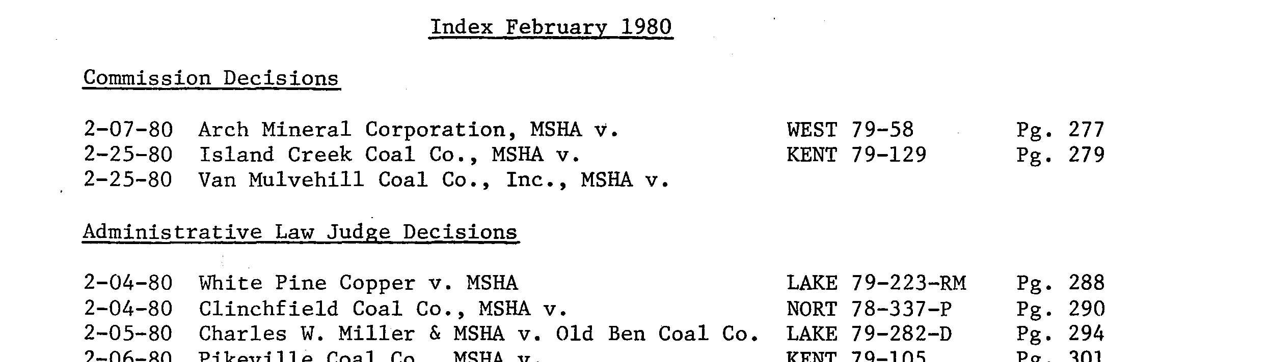 Records of the Federal Mine Safety and Health Review Commission