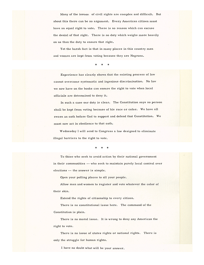 President Lyndon Johnson's speech to Congress on voting rights The