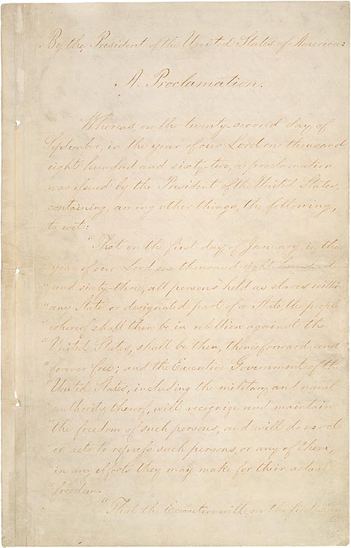 Emancipation Proclamation 1863 National Archives