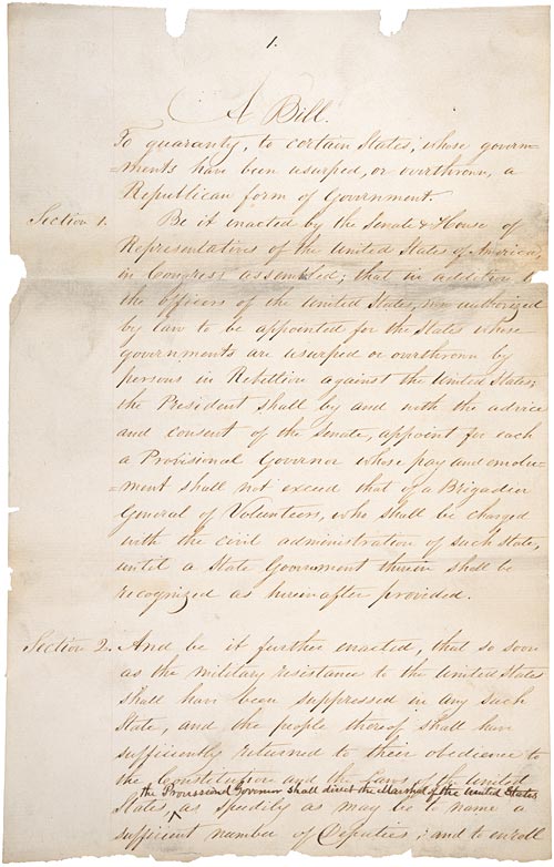 WadeDavis Bill (1864) National Archives