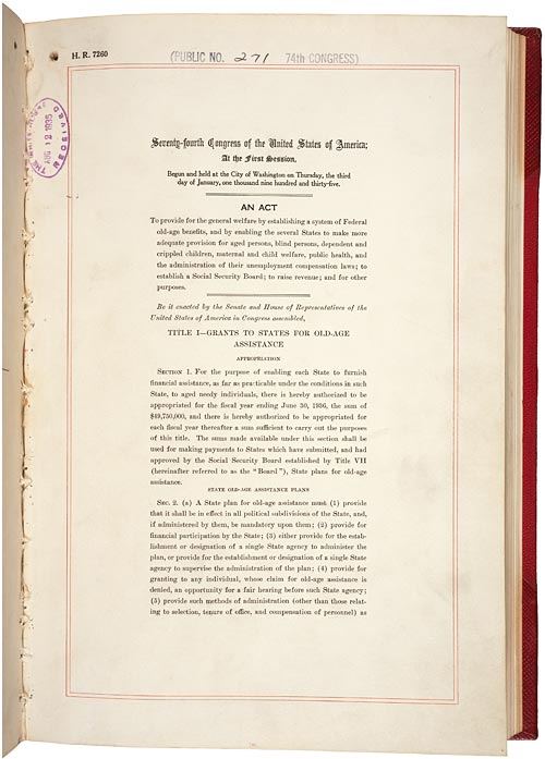 Social Security Act 1935 National Archives