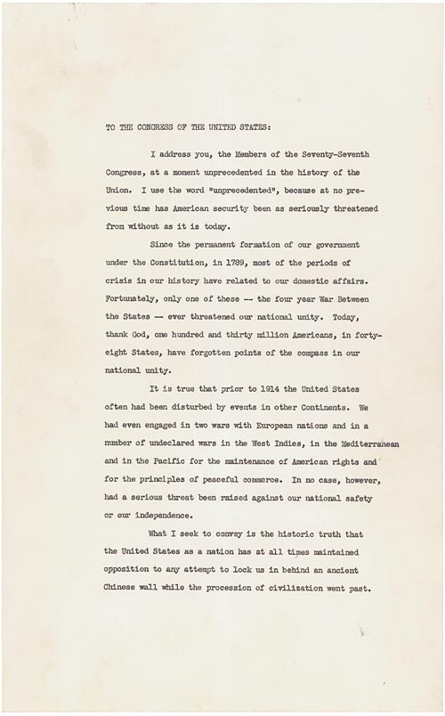 President Franklin Roosevelt s Annual Message Four Freedoms To 