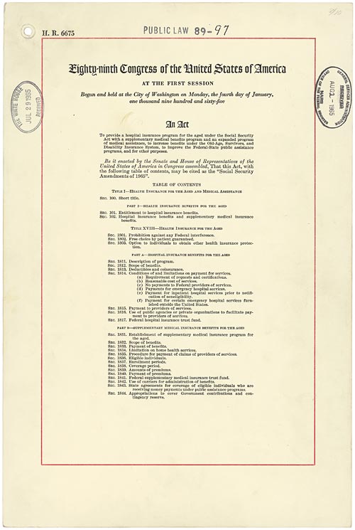 Medicare And Medicaid Act 1965 National Archives