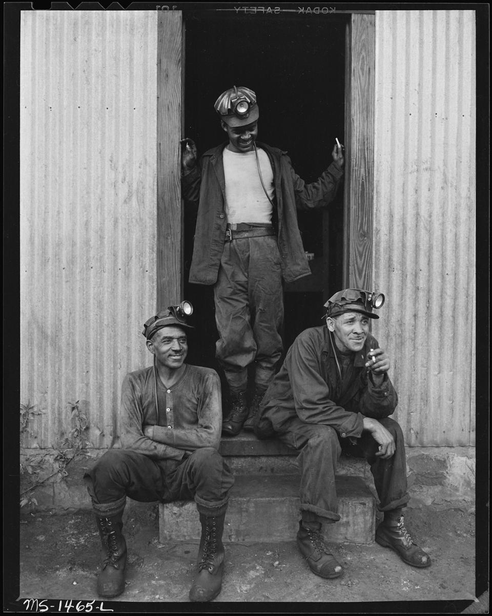 Russell Lee photograph if three Black miners