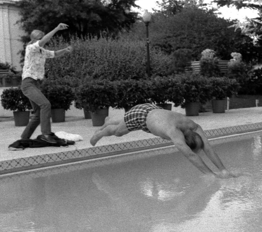 President Ford dives into the new White House swimming pool