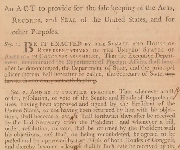 Detail of the 1789 Records Act