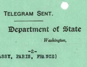 Detail of the letterhead on a State Department telegram