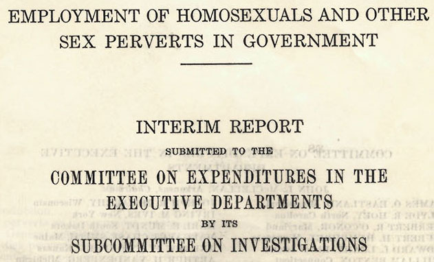 Congressional committee report on homosexuals in the government