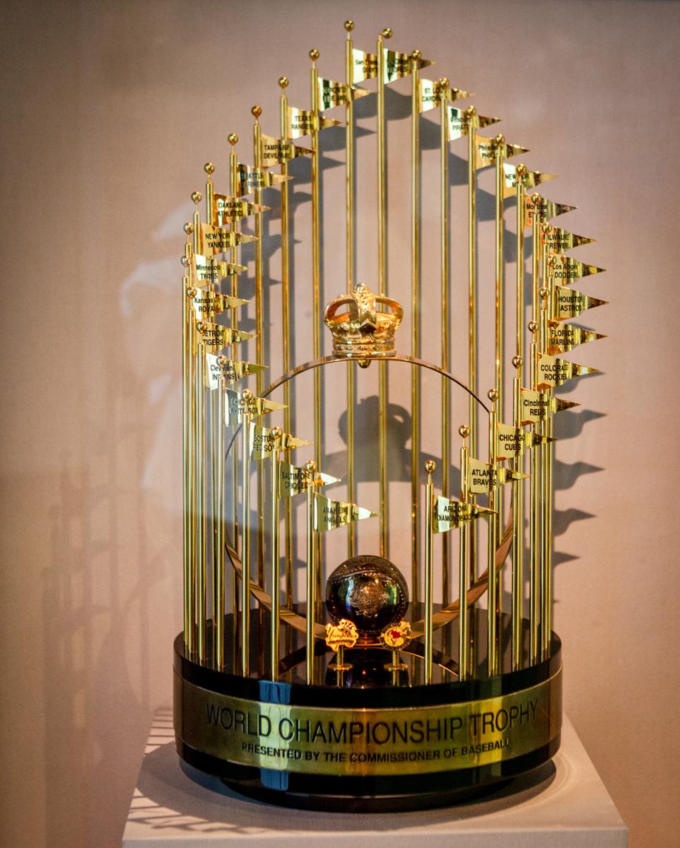 2009 World Series Trophy inside the Yankee Stadium Museum.
