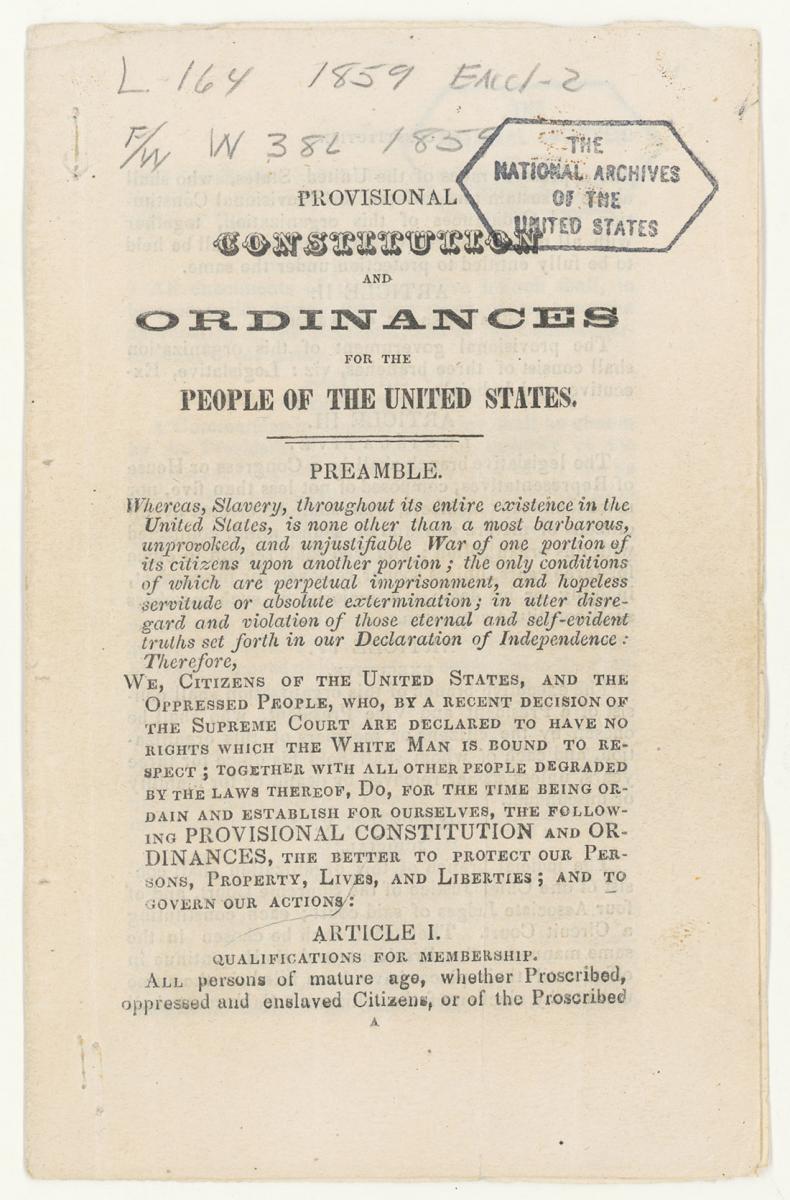 John Brown's provisional constitution
