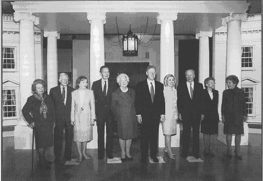 Presidents and First Ladies Celebrate Opening of George Bush Presidential Library in front of the Bush Library